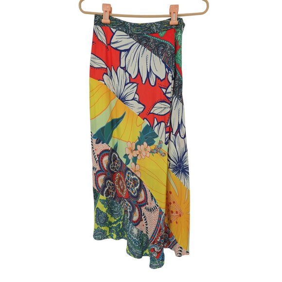 Farm Rio Size XS Midi Skirt A Line Flowy Floral Art to Wear Beachy Boho NWT